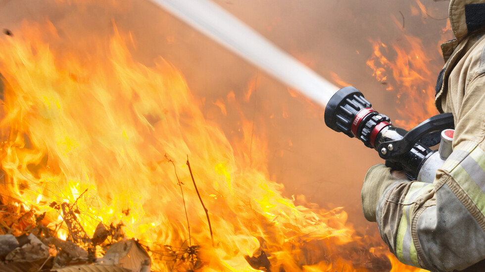 Голям пожар бушува край първомайското село Буково Пламъците са обхванали