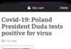 След контакт с Радев в Талин: Полският президент Дуда е с положителна проба за коронавирус