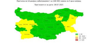 Ковид картата на България започва да пожълтява