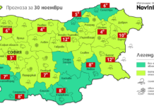 Жълт код за силен вятър и сняг за 19 области на страната