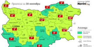 Жълт код за силен вятър и сняг за 19 области на страната