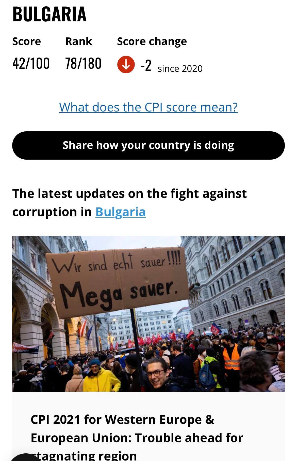 През 2021 г България продължава да бъде страната от ЕС