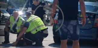 Дрогиран заби колата си пред сградата на КАТ-Пловдив