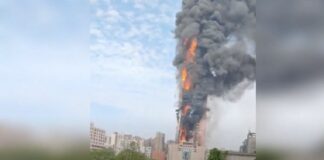 218-метров небостъргач горя в Китай /видео/