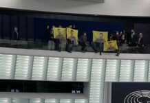 Хаос в ЕП: кюрди се провесиха през терасата