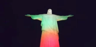 И статуята Христос Спасител в Рио грейна в цветовете на българския флаг по случай 3 март