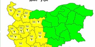 Жълт код за валежи и гръмотевични бури в половин България в четвъртък