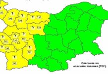 Жълт код за гръмотевични бури и градушки в 11 области утре