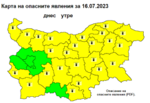 Жълт код за опасно горещо време в почти цялата страна
