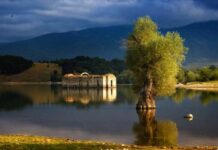 Микробус мина през легнал човек край язовир Жребчево след посрещането на Джулая