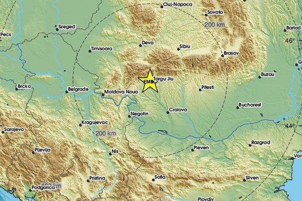 Земетресение от 4.3 по Рихтер удари около 23 часа вчера