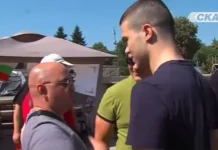 Агресивен защитник от палатковия лагер пред МОЧА избива микрофона на репортер /видео/
