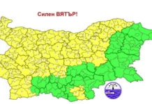 Жълт код за силен вятър в 21 области у нас утре