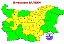 Жълт код за интензивни валежи е обявен днес за 13 области на страната