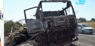 Тир с пластмаса изгоря на „Тракия“