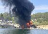 Пожар изпепели плаващ ресторант в язовир „Кърджали“, клиенти бягат на брега (Видео)
