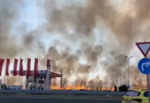 Пожар близо до бензиностанция на АМ „Тракия“