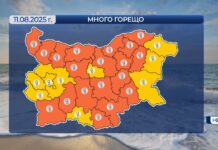 Жълт и оранжев код за много горещо време, с температури до 40 градуса днес