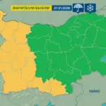 Обявен е жълт код за значителни валежи в 11 области за 27 януари