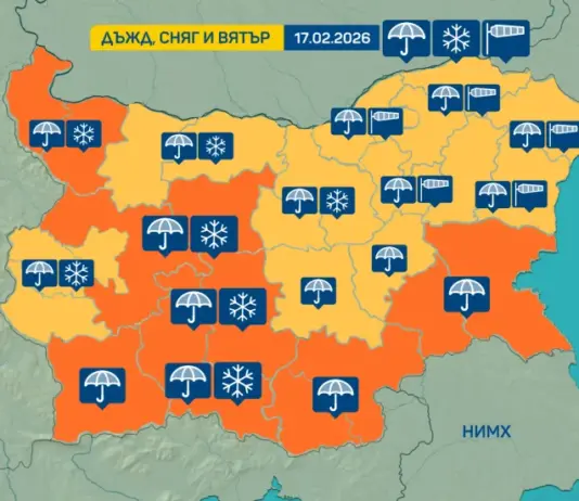 Опасно време във вторник: значителни валежи от сняг и дъжд в половин България